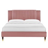 Modway Furniture Zahra Channel Tufted Performance Velvet King Platform Bed 0423 Dusty Rose MOD-7010-DUS
