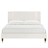 Modway Furniture Zahra Channel Tufted Performance Velvet King Platform Bed 0423 White MOD-7010-WHI