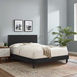 Modway Furniture Leah Chevron Tufted Performance Velvet King Platform Bed 0423 Charcoal MOD-7013-CHA