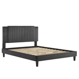 Modway Furniture Zahra Channel Tufted Performance Velvet King Platform Bed 0423 Charcoal MOD-7014-CHA