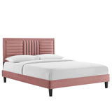 Modway Furniture Sofia Channel Tufted Performance Velvet King Platform Bed 0423 Dusty Rose MOD-7015-DUS