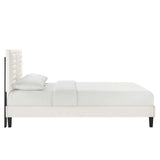 Modway Furniture Sofia Channel Tufted Performance Velvet King Platform Bed 0423 White MOD-7015-WHI