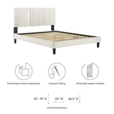 Modway Furniture Sofia Channel Tufted Performance Velvet King Platform Bed 0423 White MOD-7015-WHI