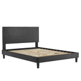 Modway Furniture Yasmine Channel Tufted Performance Velvet King Platform Bed 0423 Charcoal MOD-7016-CHA