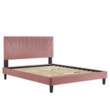 Modway Furniture Yasmine Channel Tufted Performance Velvet King Platform Bed 0423 Dusty Rose MOD-7016-DUS