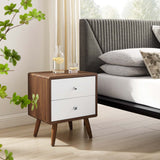 Modway Furniture Transmit 2-Drawer Nightstand XRXT Walnut White MOD-7017-WAL-WHI