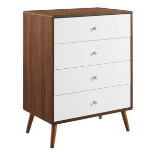 Modway Furniture Transmit 4-Drawer Chest XRXT Walnut White MOD-7019-WAL-WHI