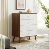 Modway Furniture Transmit 4-Drawer Chest XRXT Walnut White MOD-7019-WAL-WHI