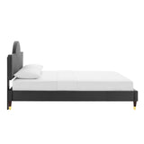 Aurora Performance Velvet King Bed Charcoal MOD-7032-CHA