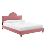 Aurora Performance Velvet King Bed Dusty Rose MOD-7032-DUS