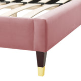 Aurora Performance Velvet King Bed Dusty Rose MOD-7032-DUS