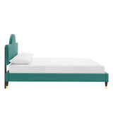 Aurora Performance Velvet King Bed Teal MOD-7032-TEA