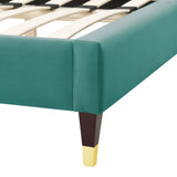 Aurora Performance Velvet King Bed Teal MOD-7032-TEA