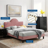 Soleil Performance Velvet Twin Bed Dusty Rose MOD-7033-DUS