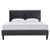 Modway Furniture Roxanne Performance Velvet Full Platform Bed XRXT Charcoal MOD-7038-CHA