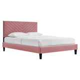 Modway Furniture Roxanne Performance Velvet Full Platform Bed XRXT Dusty Rose MOD-7038-DUS