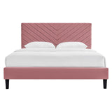 Modway Furniture Roxanne Performance Velvet Full Platform Bed XRXT Dusty Rose MOD-7038-DUS