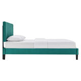 Modway Furniture Roxanne Performance Velvet Full Platform Bed XRXT Teal MOD-7038-TEA