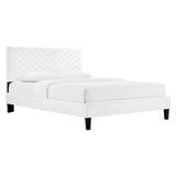 Modway Furniture Roxanne Performance Velvet Full Platform Bed XRXT White MOD-7038-WHI