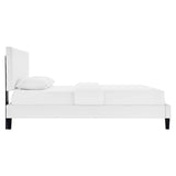 Modway Furniture Roxanne Performance Velvet Full Platform Bed XRXT White MOD-7038-WHI