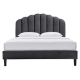 Modway Furniture Daisy Performance Velvet Full Platform Bed XRXT Charcoal MOD-7039-CHA