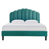 Modway Furniture Daisy Performance Velvet Full Platform Bed XRXT Teal MOD-7039-TEA