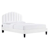 Modway Furniture Daisy Performance Velvet Full Platform Bed XRXT White MOD-7039-WHI