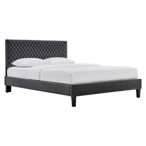 Modway Furniture Garcelle Performance Velvet Full Platform Bed XRXT Charcoal MOD-7040-CHA