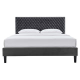 Modway Furniture Garcelle Performance Velvet Full Platform Bed XRXT Charcoal MOD-7040-CHA