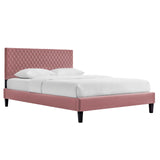 Modway Furniture Garcelle Performance Velvet Full Platform Bed XRXT Dusty Rose MOD-7040-DUS