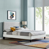 Modway Furniture Garcelle Performance Velvet Full Platform Bed XRXT Light Gray MOD-7040-LGR