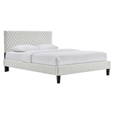 Modway Furniture Garcelle Performance Velvet Full Platform Bed XRXT Light Gray MOD-7040-LGR