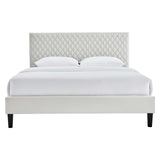 Modway Furniture Garcelle Performance Velvet Full Platform Bed XRXT Light Gray MOD-7040-LGR