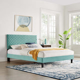 Modway Furniture Garcelle Performance Velvet Full Platform Bed XRXT Mint MOD-7040-MIN