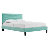 Modway Furniture Garcelle Performance Velvet Full Platform Bed XRXT Mint MOD-7040-MIN