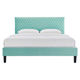 Modway Furniture Garcelle Performance Velvet Full Platform Bed XRXT Mint MOD-7040-MIN