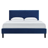 Modway Furniture Garcelle Performance Velvet Full Platform Bed XRXT Navy MOD-7040-NAV