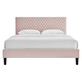 Modway Furniture Garcelle Performance Velvet Full Platform Bed XRXT Pink MOD-7040-PNK