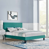 Modway Furniture Garcelle Performance Velvet Full Platform Bed XRXT Teal MOD-7040-TEA