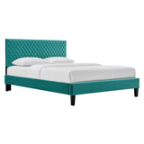 Modway Furniture Garcelle Performance Velvet Full Platform Bed XRXT Teal MOD-7040-TEA