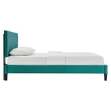 Modway Furniture Garcelle Performance Velvet Full Platform Bed XRXT Teal MOD-7040-TEA