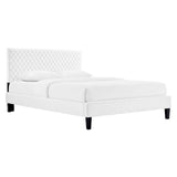 Modway Furniture Garcelle Performance Velvet Full Platform Bed XRXT White MOD-7040-WHI