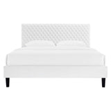 Modway Furniture Garcelle Performance Velvet Full Platform Bed XRXT White MOD-7040-WHI