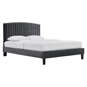 Modway Furniture Alessi Performance Velvet Twin Platform Bed XRXT Charcoal MOD-7041-CHA