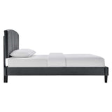 Modway Furniture Alessi Performance Velvet Twin Platform Bed XRXT Charcoal MOD-7041-CHA