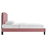 Modway Furniture Alessi Performance Velvet Twin Platform Bed XRXT Dusty Rose MOD-7041-DUS