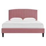 Modway Furniture Alessi Performance Velvet Twin Platform Bed XRXT Dusty Rose MOD-7041-DUS