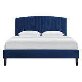 Modway Furniture Alessi Performance Velvet Twin Platform Bed XRXT Navy MOD-7041-NAV