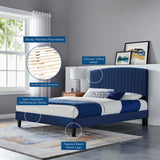 Modway Furniture Alessi Performance Velvet Twin Platform Bed XRXT Navy MOD-7041-NAV