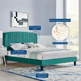 Modway Furniture Alessi Performance Velvet Twin Platform Bed XRXT Teal MOD-7041-TEA